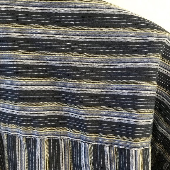 Puritan Striped Button-Down Shirt: Lightweight Blue Green, Mens LT 42/44 - Picture 8 of 10